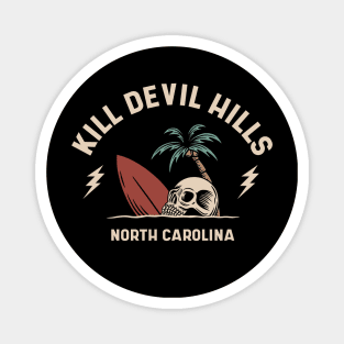 Vintage Surfing Kill Devil Hills North Carolina // Retro Surf Skull Magnet